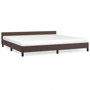 Bettgestell mit Kopfteil Braun 200x200 cm Kunstleder