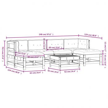 7-tlg. Garten-Lounge-Set mit Kissen Massivholz