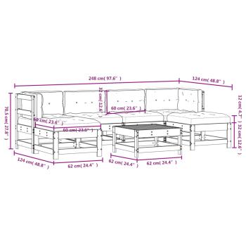 ARDEBO.de - 7-tlg. Garten-Lounge-Set mit Kissen Schwarz Massivholz