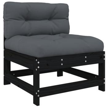 5-tlg. Garten-Lounge-Set mit Kissen Schwarz Massivholz