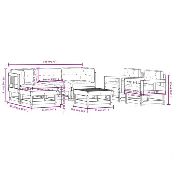 7-tlg. Garten-Lounge-Set mit Kissen Weiß Massivholz
