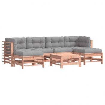 7-tlg. Garten-Lounge-Set mit Kissen Massivholz Douglasie
