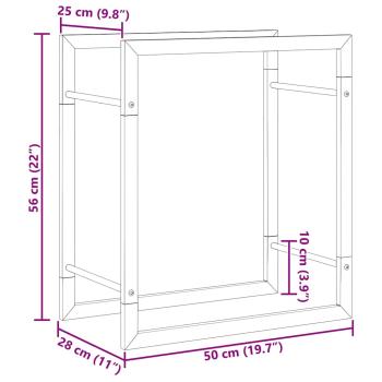 Brennholzregal Mattschwarz 50x28x56 cm Stahl