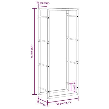 Brennholzregal Mattschwarz 50x28x132 cm Stahl