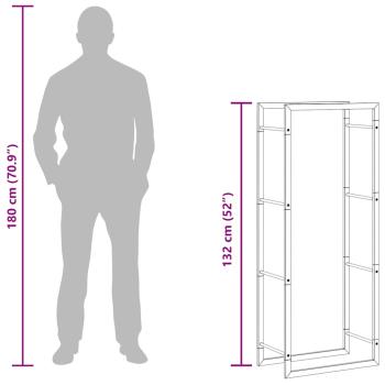 Brennholzregal Mattschwarz 50x28x132 cm Stahl