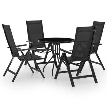 ARDEBO.de - 5-tlg. Bistro-Set Schwarz und Anthrazit