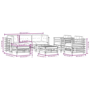 7-tlg. Garten-Lounge-Set mit Kissen Schwarz Massivholz