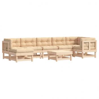 8-tlg. Garten-Lounge-Set mit Kissen Massivholz