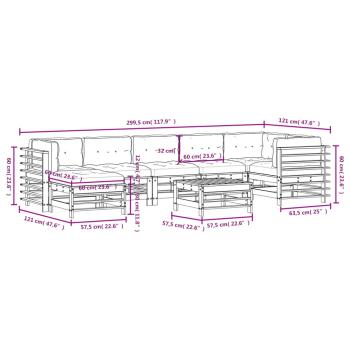 8-tlg. Garten-Lounge-Set mit Kissen Schwarz Massivholz
