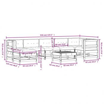 8-tlg. Garten-Lounge-Set mit Kissen Massivholz
