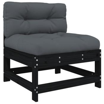8-tlg. Garten-Lounge-Set mit Kissen Schwarz Massivholz