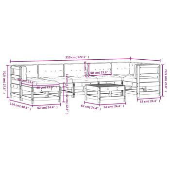 8-tlg. Garten-Lounge-Set mit Kissen Schwarz Massivholz