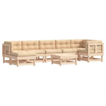 8-tlg. Garten-Lounge-Set mit Kissen Massivholz