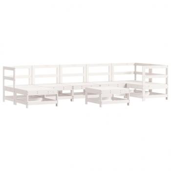 ARDEBO.de - 8-tlg. Garten-Lounge-Set mit Kissen Weiß Massivholz