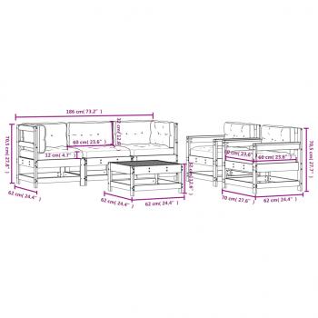 6-tlg. Garten-Lounge-Set mit Kissen Massivholz