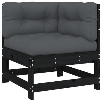 ARDEBO.de - 5-tlg. Garten-Lounge-Set mit Kissen Schwarz Massivholz