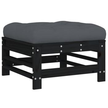 ARDEBO.de - 5-tlg. Garten-Lounge-Set mit Kissen Schwarz Massivholz