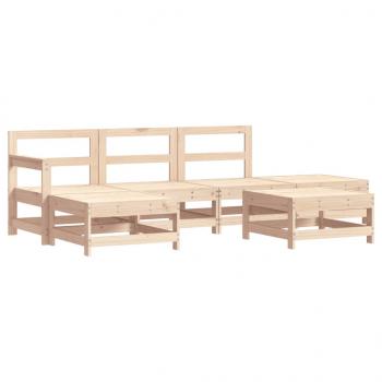 6-tlg. Garten-Lounge-Set mit Kissen Massivholz