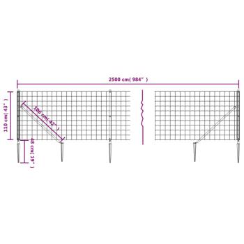 Maschendrahtzaun mit Bodenhülsen Anthrazit 1,1x25 m
