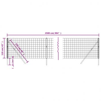 Maschendrahtzaun Anthrazit 1,1x25 m Verzinkter Stahl