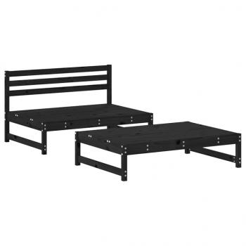 ARDEBO.de - 2-tlg. Garten-Lounge-Set mit Kissen Schwarz Massivholz