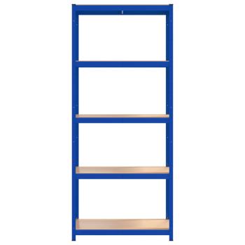 Regale mit 5 Böden 3 Stk. Blau Stahl & Holzwerkstoff