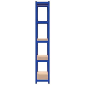 Regale mit 5 Böden 3 Stk. Blau Stahl & Holzwerkstoff