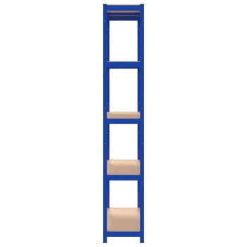 Regale mit 5 Böden 3 Stk. Blau Stahl & Holzwerkstoff