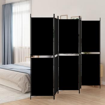 ARDEBO.de - 5-tlg. Paravent Schwarz 250x180 cm Stoff