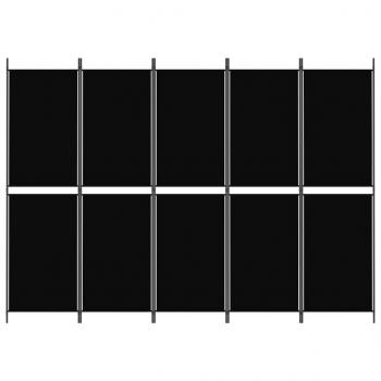 5-tlg. Paravent Schwarz 250x180 cm Stoff
