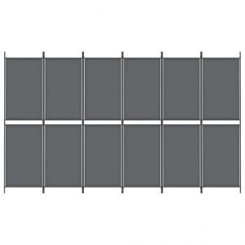 6-tlg. Paravent Anthrazit 300x180 cm Stoff