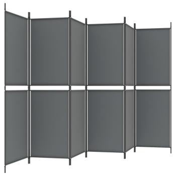 6-tlg. Paravent Anthrazit 300x180 cm Stoff