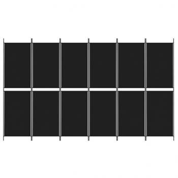 6-tlg. Paravent Schwarz 300x180 cm Stoff