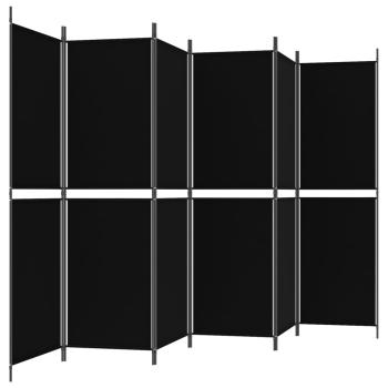 6-tlg. Paravent Schwarz 300x180 cm Stoff