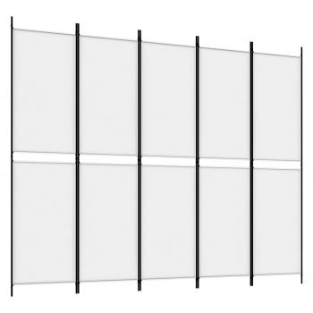 5-tlg. Paravent Weiß 250x200 cm Stoff