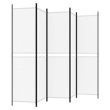 5-tlg. Paravent Weiß 250x200 cm Stoff