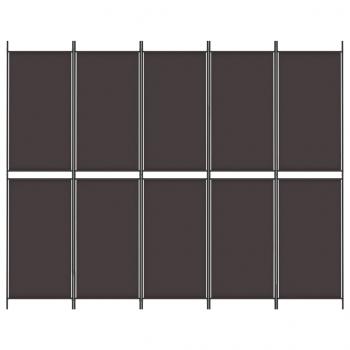 5-tlg. Paravent Braun 250x200 cm Stoff
