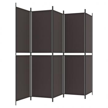 5-tlg. Paravent Braun 250x200 cm Stoff