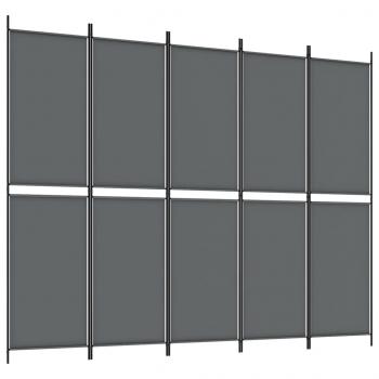 5-tlg. Paravent Anthrazit 250x200 cm Stoff