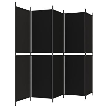 ARDEBO.de - 5-tlg. Paravent Schwarz 250x200 cm Stoff