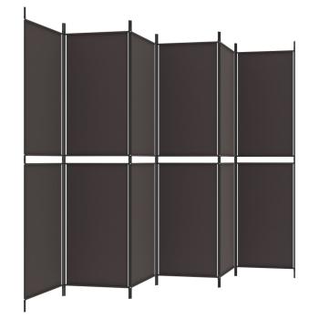 6-tlg. Paravent Braun 300x200 cm Stoff