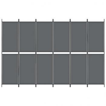 6-tlg. Paravent Anthrazit 300x200 cm Stoff