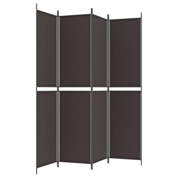 4-tlg. Paravent Braun 200x220 cm Stoff