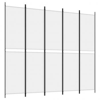5-tlg. Paravent Weiß 250x220 cm Stoff