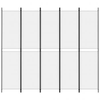 5-tlg. Paravent Weiß 250x220 cm Stoff
