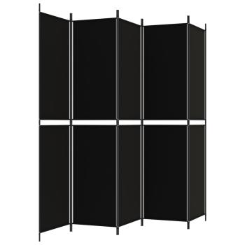 5-tlg. Paravent Schwarz 250x220 cm Stoff