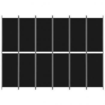 6-tlg. Paravent Schwarz 300x220 cm Stoff