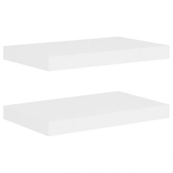 Schweberegale 2 Stk. Eichen-Optik und Weiß 40x23x3,8 cm MDF