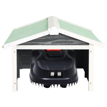 Roboter-Rasenmäher Garage 72x87x50 cm Grau Weiß Tannenholz