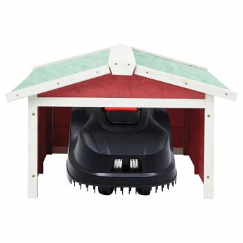 Roboter-Rasenmäher Garage 72x87x50 cm Rot Weiß Tannenholz